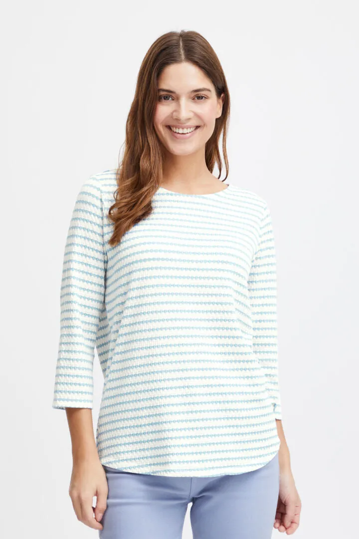 3431- Long Sleeve Stripe T-Shirt- Blue Mix - Fransa