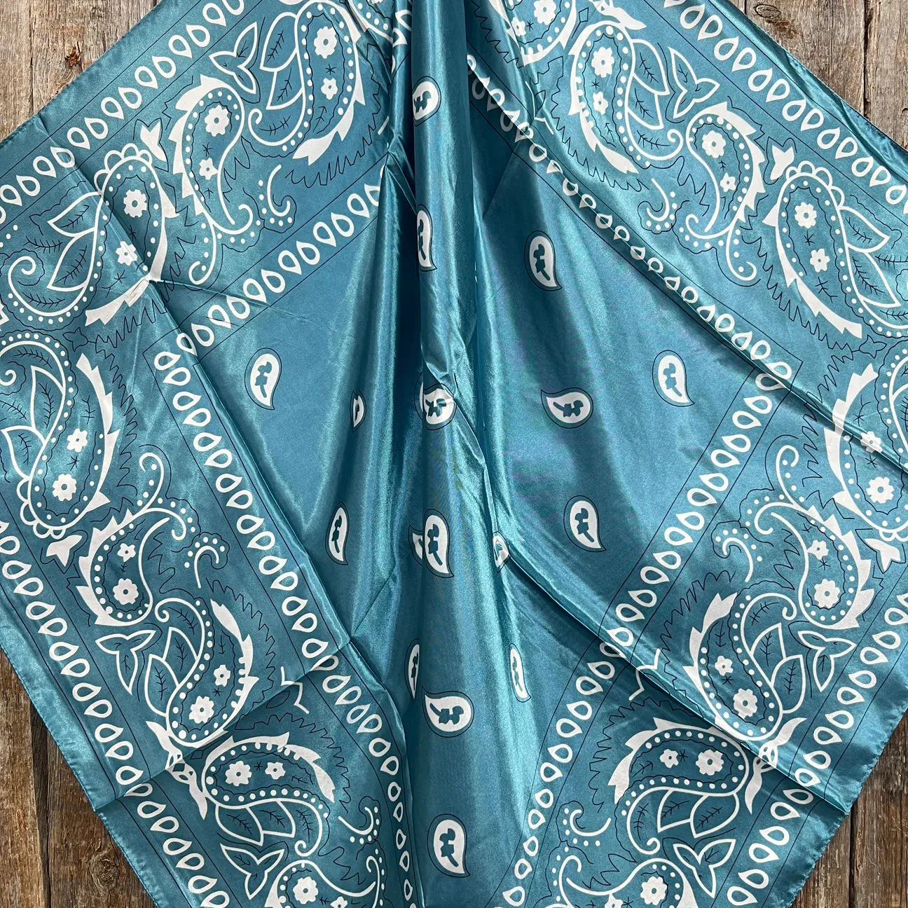 35X35 Blue & White Paisley Wild Rag