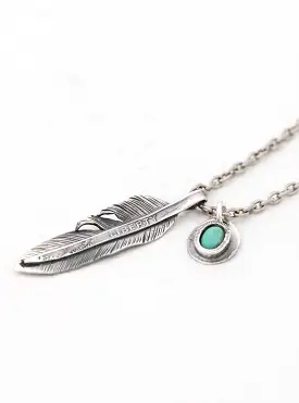 50 Cent Half Feather Pendant Necklace Silver