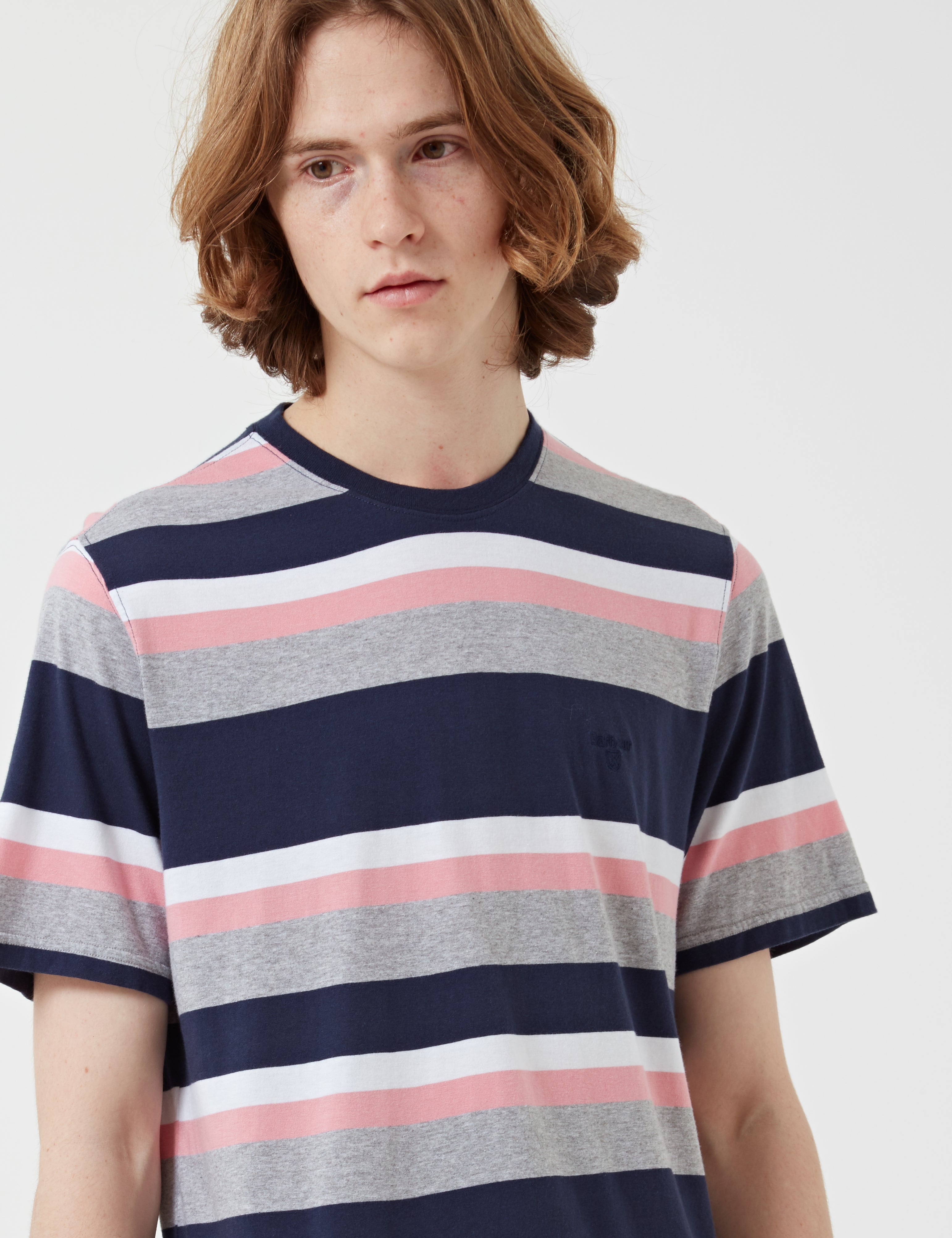 Barbour Foundry Stripe T-shirt - Navy Blue/Pink