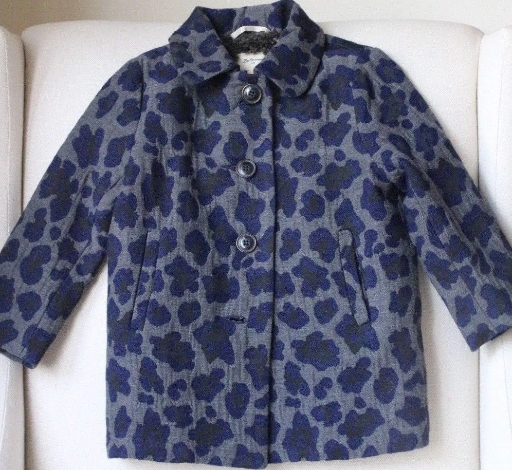 BELLEROSE GIRLS LEOPARD PRINT WOOL BLEND COAT 3 YEARS