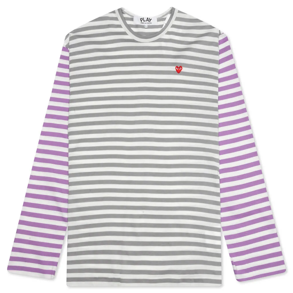 Bi-Color Stripe T-Shirt - Grey/Purple