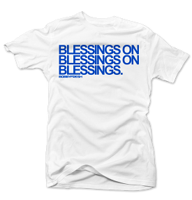 Blessings on Blessings White/Blue Tee