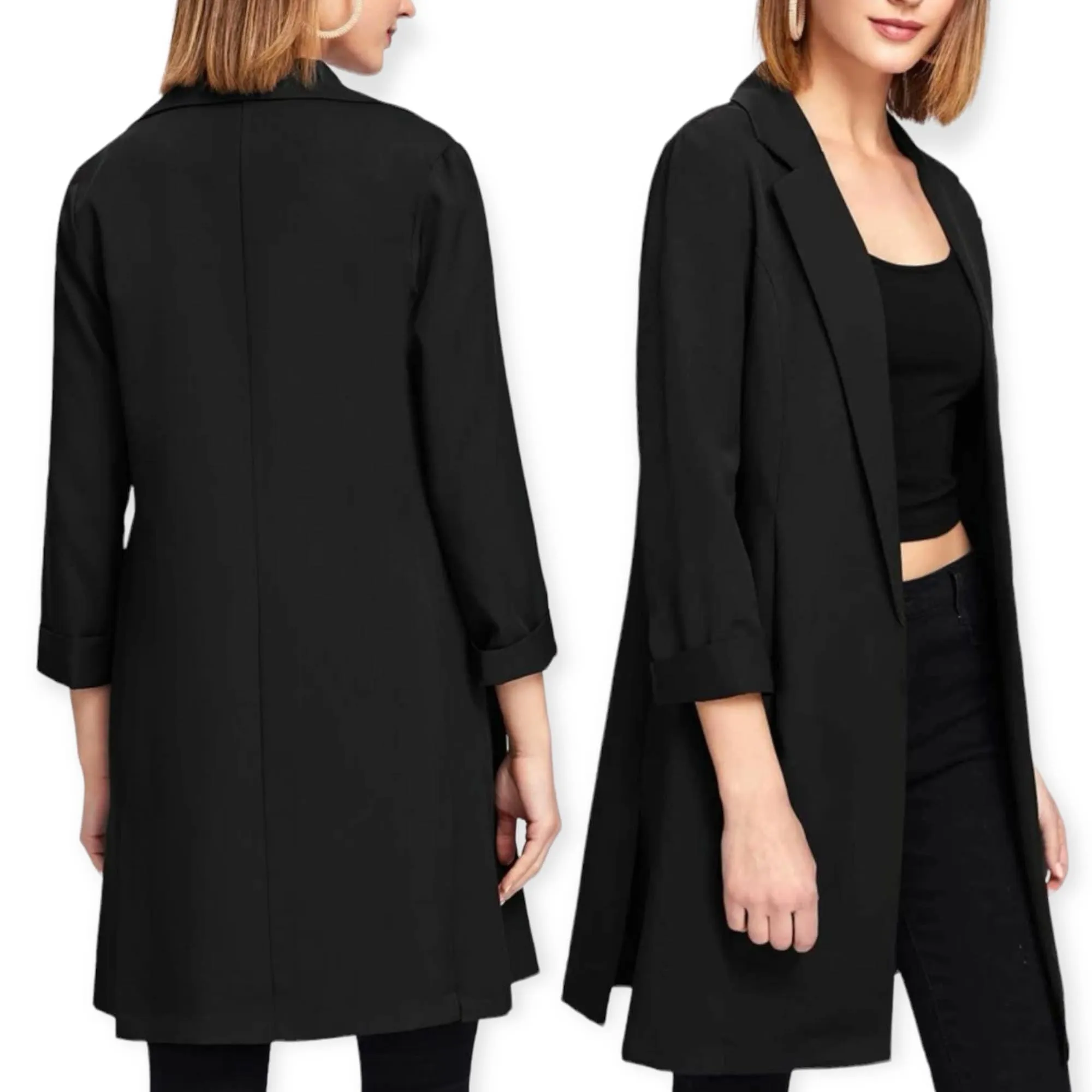 BLK Longline Side Split Blazer