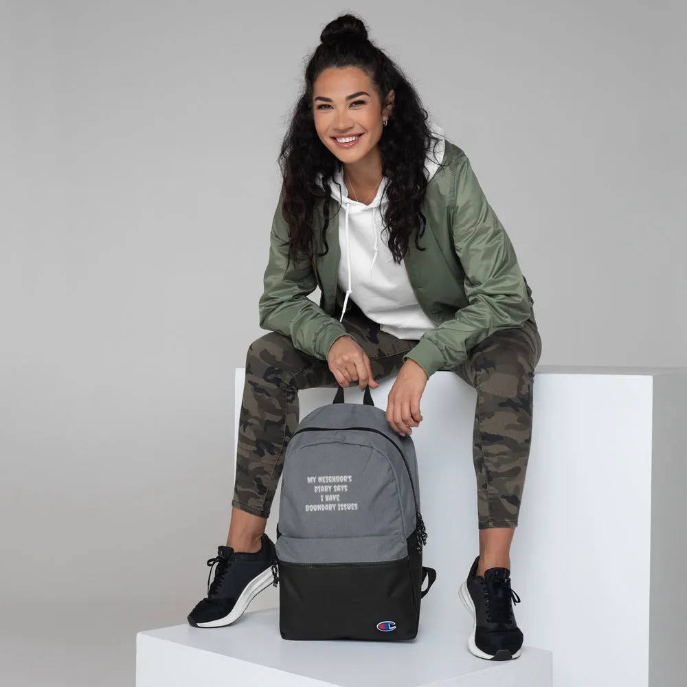 Boundary Issues Embroidered Champion Backpack