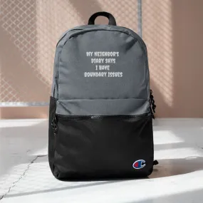 Boundary Issues Embroidered Champion Backpack