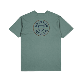 Brixton Mens Crest II S/S Standard Tee - Chinois Green/Washed Navy/Sepia