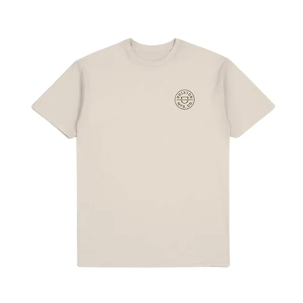 Brixton Mens Crest II S/S Standard Tee - Cream/Sea Kelp/Sepia