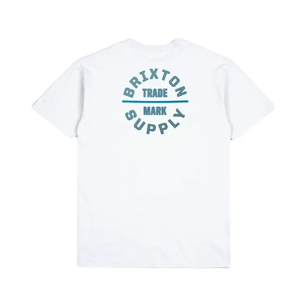 Brixton Oath V S/S Standard Tee - White/Chinois Green/Blue Danube