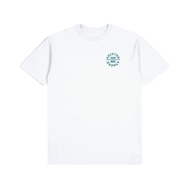 Brixton Oath V S/S Standard Tee - White/Chinois Green/Blue Danube