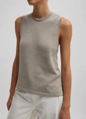 Criss Cross Sleeveless Sweater - Light Stone