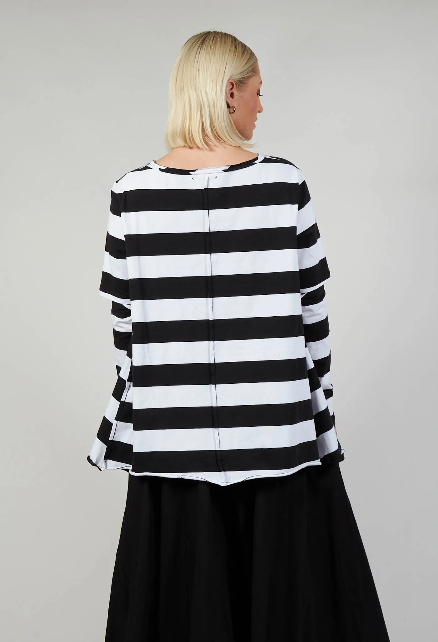 Detached Sleeve T-shirt in Block Stripe