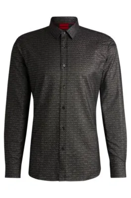 Extra-slim-fit shirt in logo-jacquard cotton