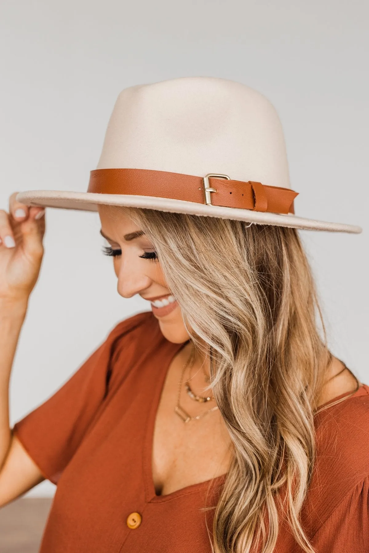 Fashion Forward Felt Panama Hat- Nude