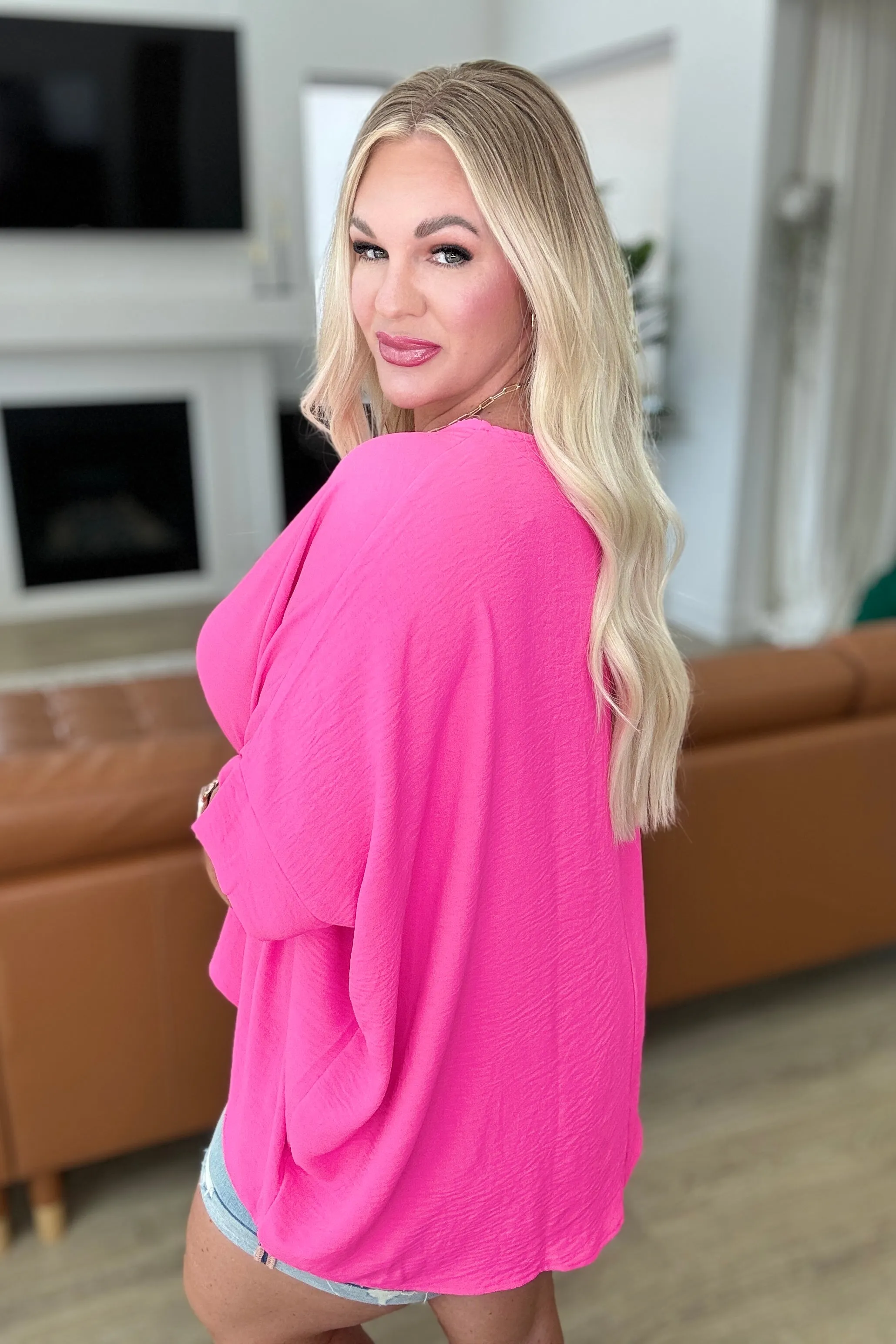 Feels Like Me Dolman Sleeve Top in Hot Pink