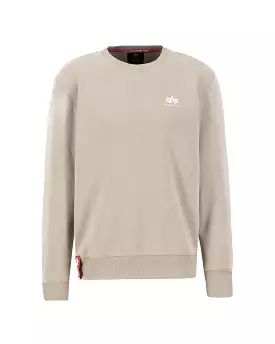 Felpa Uomo Alpha Industries Basic Sweater Small Logo Vintage Sand