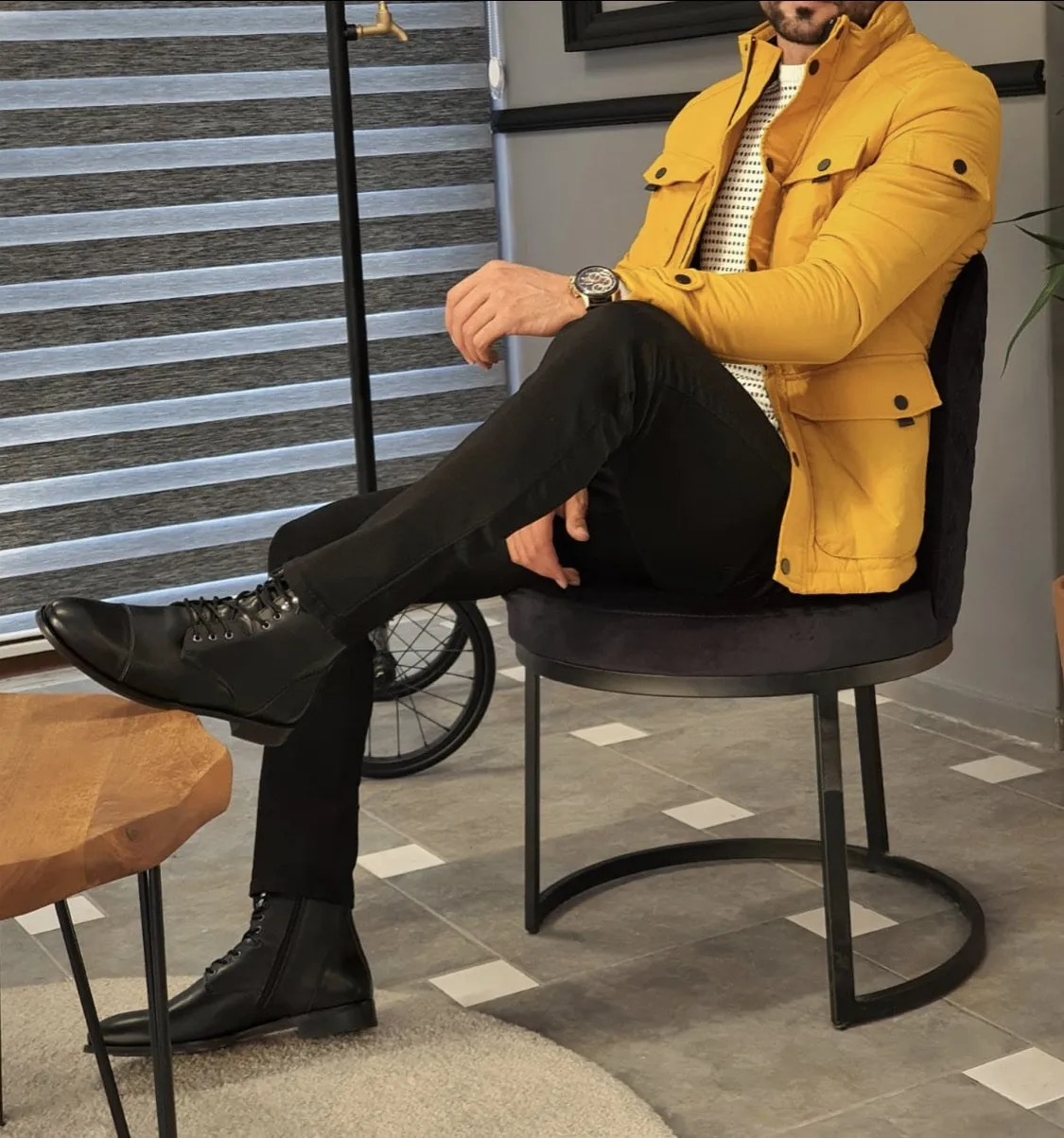 Forenzax Yellow Slim Fit Coat