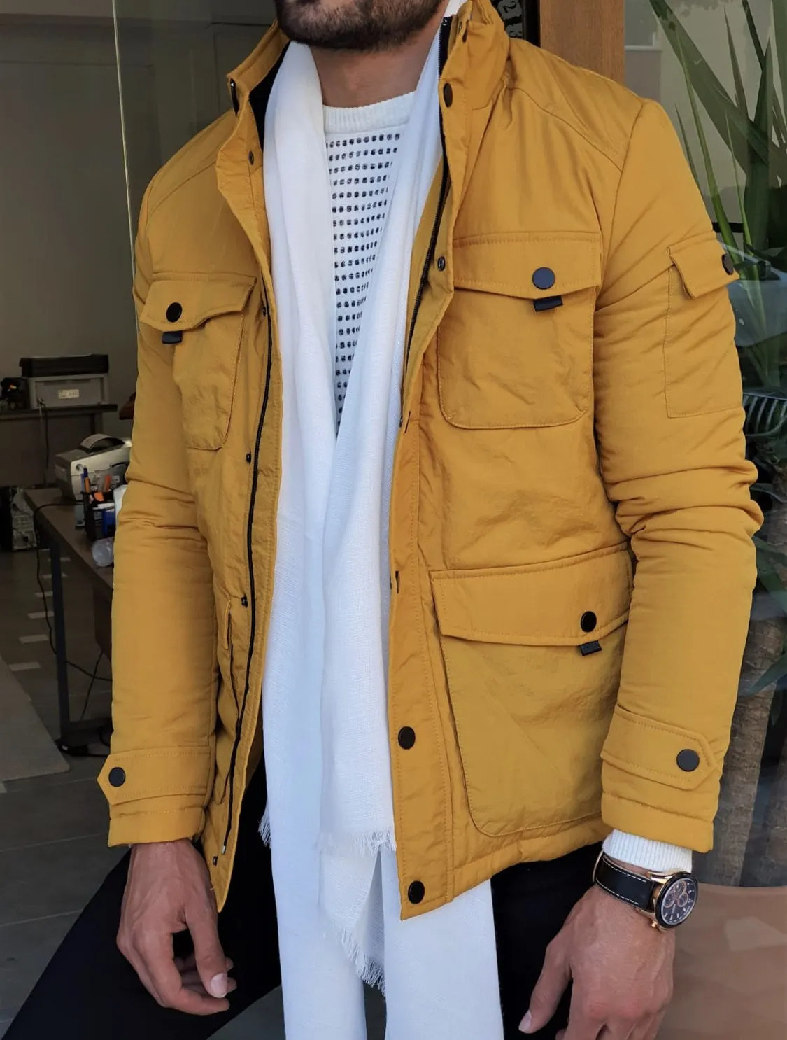 Forenzax Yellow Slim Fit Coat