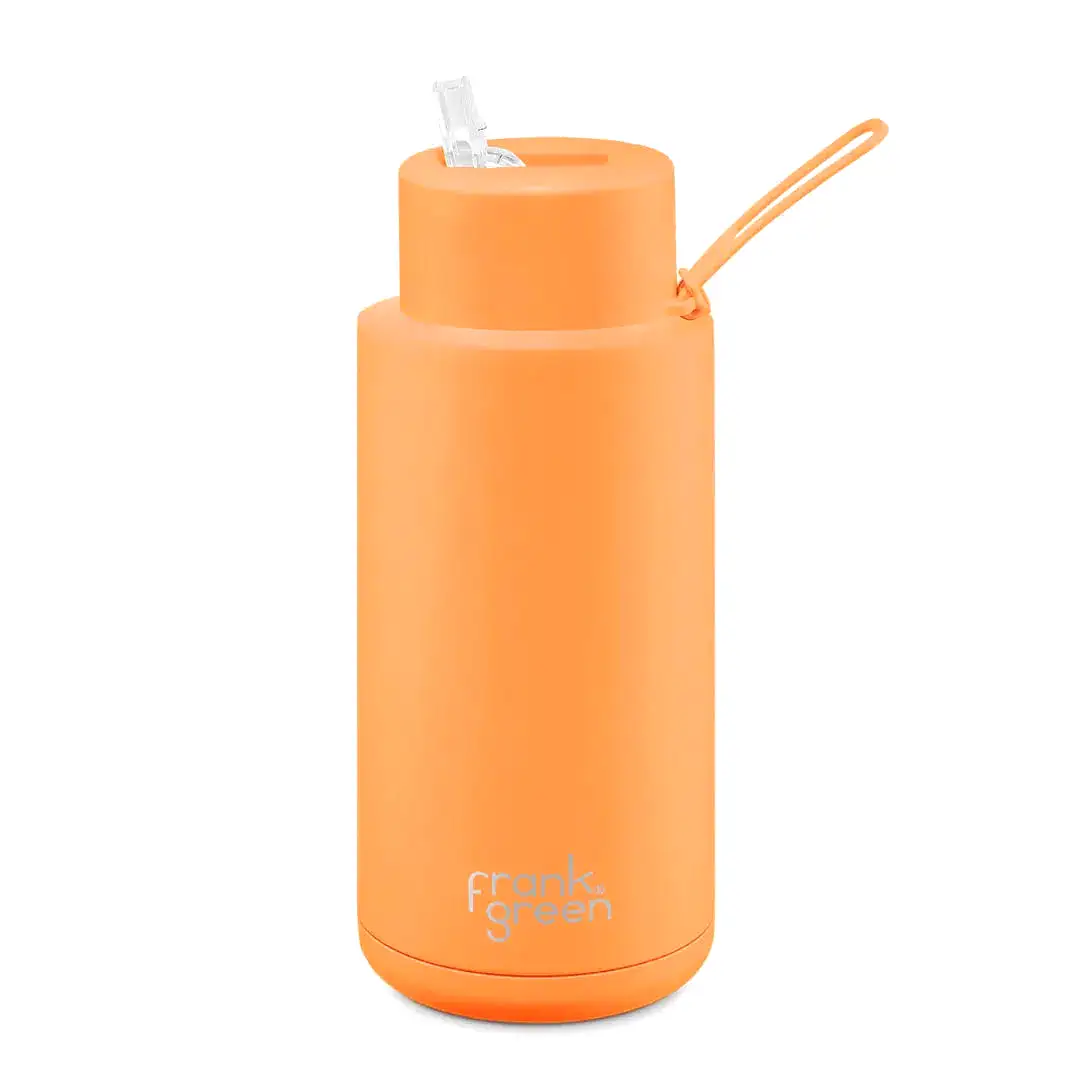 Frank Green Ceramic Reusable Bottle 1L 'Neon Orange'