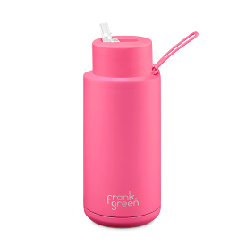 Frank Green Ceramic Reusable Bottle 1L 'Neon Pink'