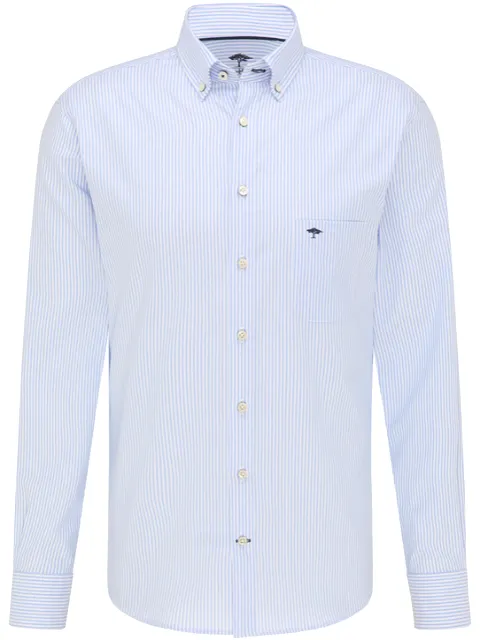 FYNCH HATTON Classic Oxford Hairline Stripe Shirt/Light Blue - New AW23