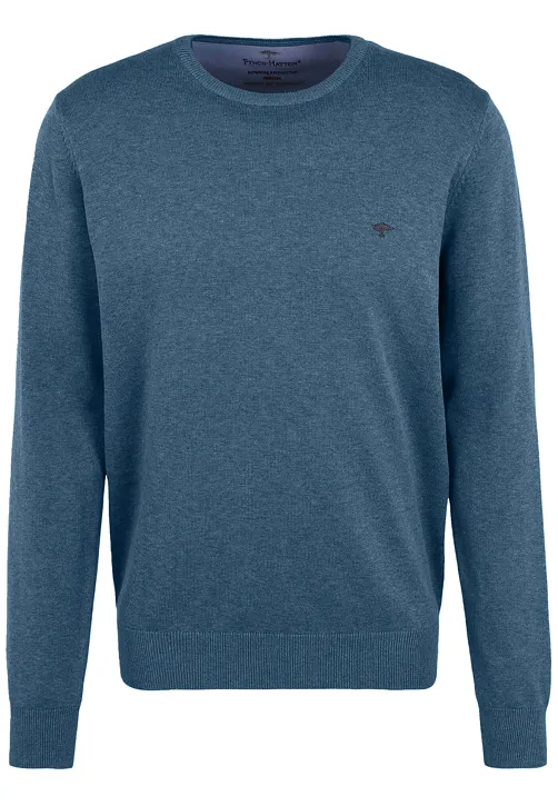 FYNCH HATTON Crew Neck Soft Cotton Jumper/Dolphin - AW22 SALE