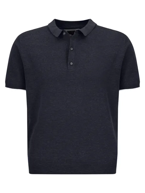 FYNCH HATTON Knitted Cotton/Linen Polo Shirt/Navy - SS23 SALE