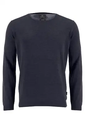 FYNCH HATTON Merino Crew Jumper/Navy - New AW22