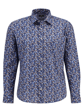 FYNCH HATTON Premium Print Shirt/Blue 685 - AW23 SALE