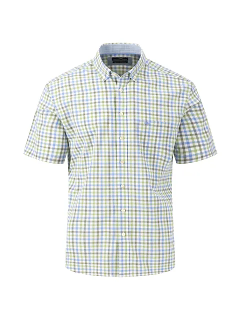 FYNCH HATTON Summer Slub Check Shirt/Dusty Olive - New SS24