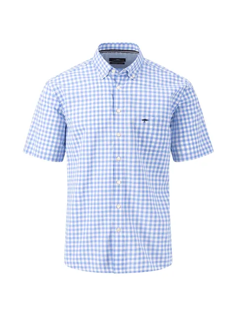 FYNCH HATTON Summer Slub Vichy Check Shirt/Crystal Blue - New SS24