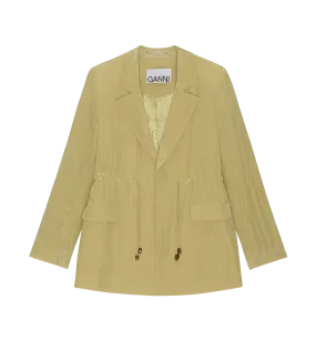 Ganni Leek Green Shiny Blazer