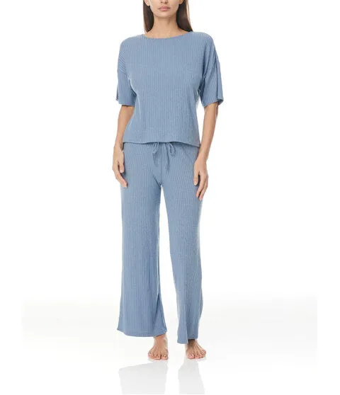 Gingerlilly EMMA Wide Leg Ribbed Lounge PJ