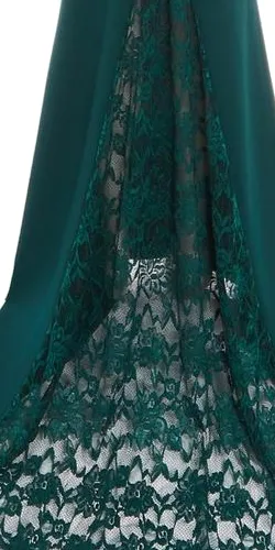 Green Bardot Lace Fishtail Gown