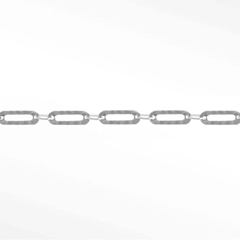 Hammer Paperclip 6mm 14k White Gold Chain Designer Line for Permanent Jewelry Sold by the Inch