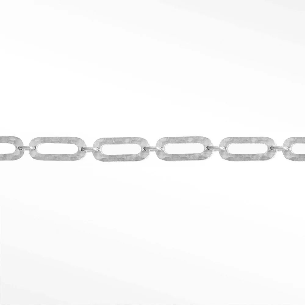 Hammer Paperclip 8mm 14k White Gold Chain Designer Line for Permanent Jewelry Sold by the Inch