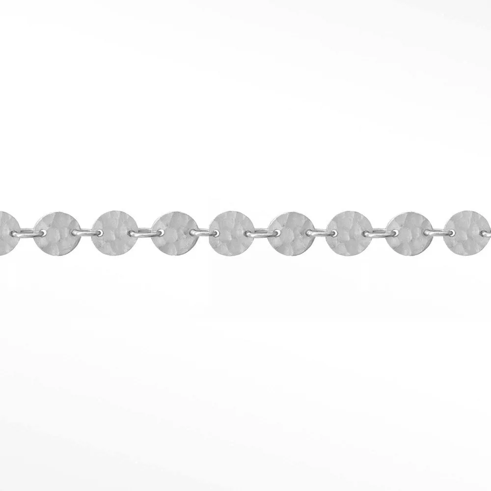 Hammer Round 4mm 14k White Gold Chain Designer Line for Permanent Jewelry Sold by the inch