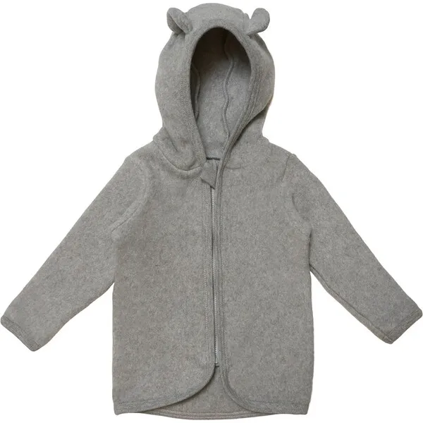 HutteliHut Cotton Fleece Fluffy Jacket w/ Ears, Light Grey