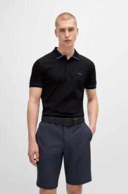 Interlock-cotton slim-fit polo shirt with contrast trims