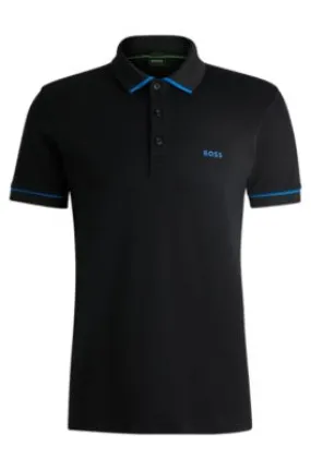 Interlock-cotton slim-fit polo shirt with contrast trims