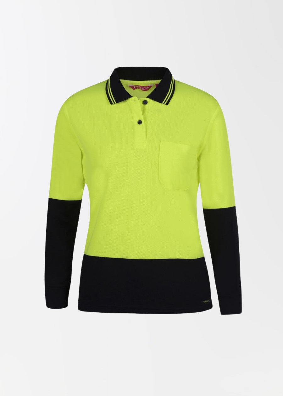 Ladies hi vis long sleeve comfort polo