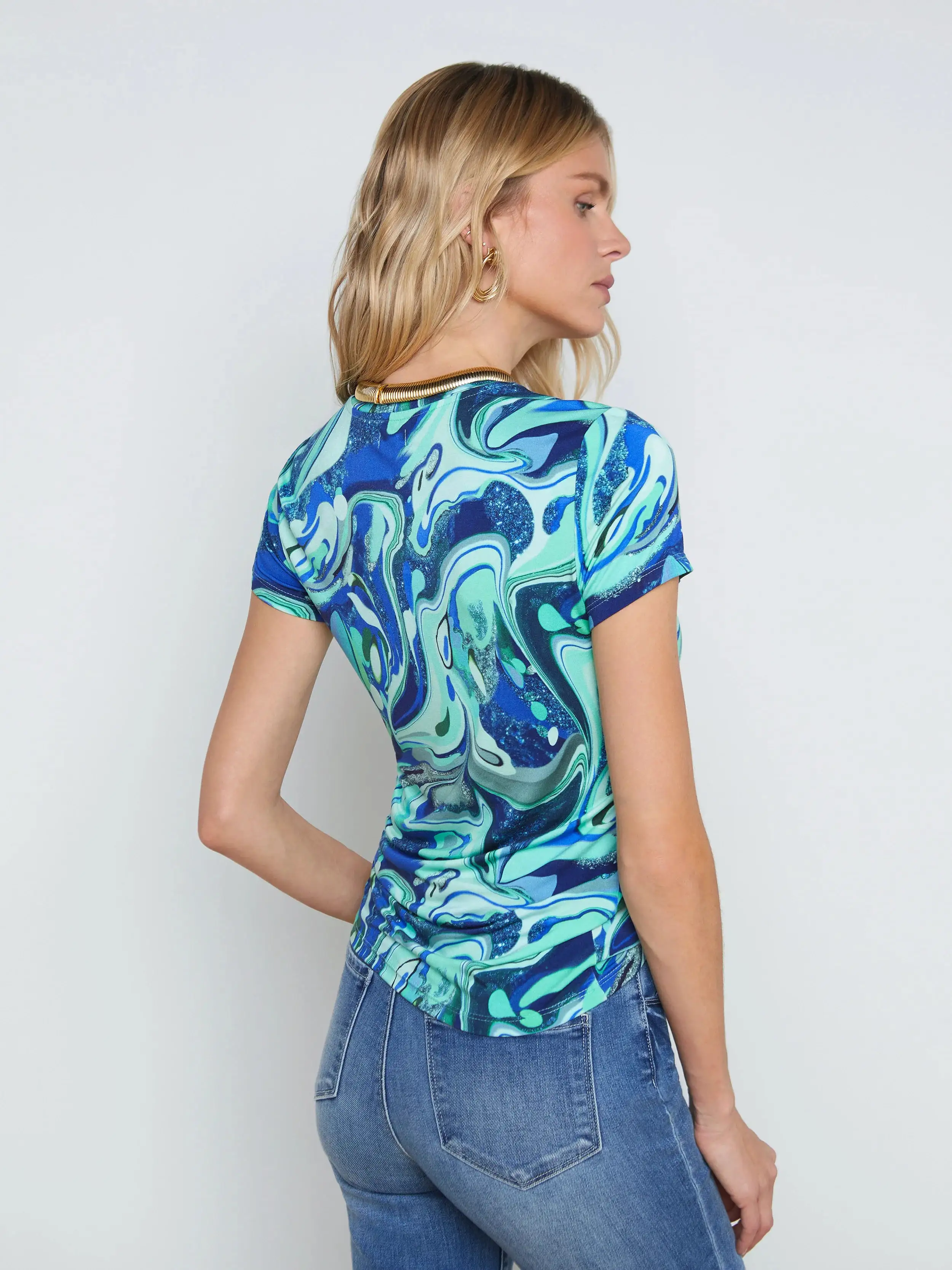 L’agence - Ressi Slim Fit Tee - Mint Multi Tie Dye Swirl