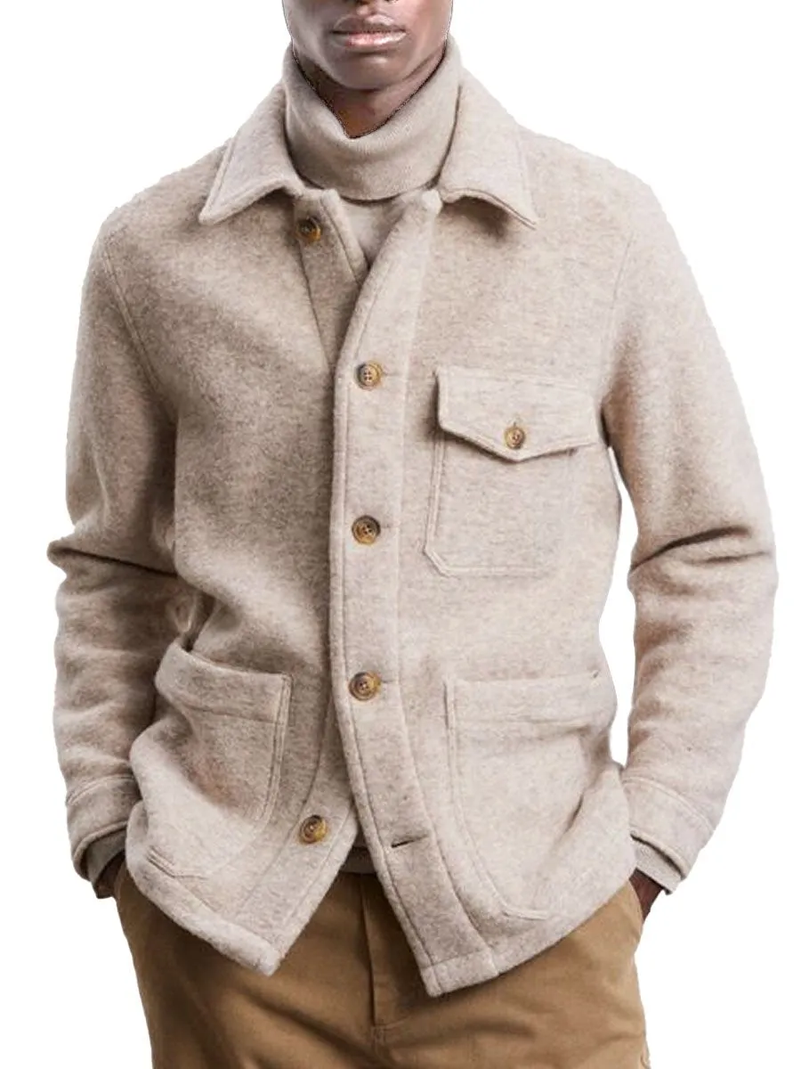 Lapel 3-Pocket Thermal Woolen Jacket