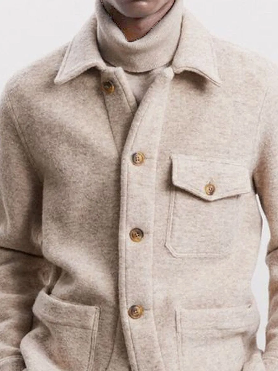 Lapel 3-Pocket Thermal Woolen Jacket