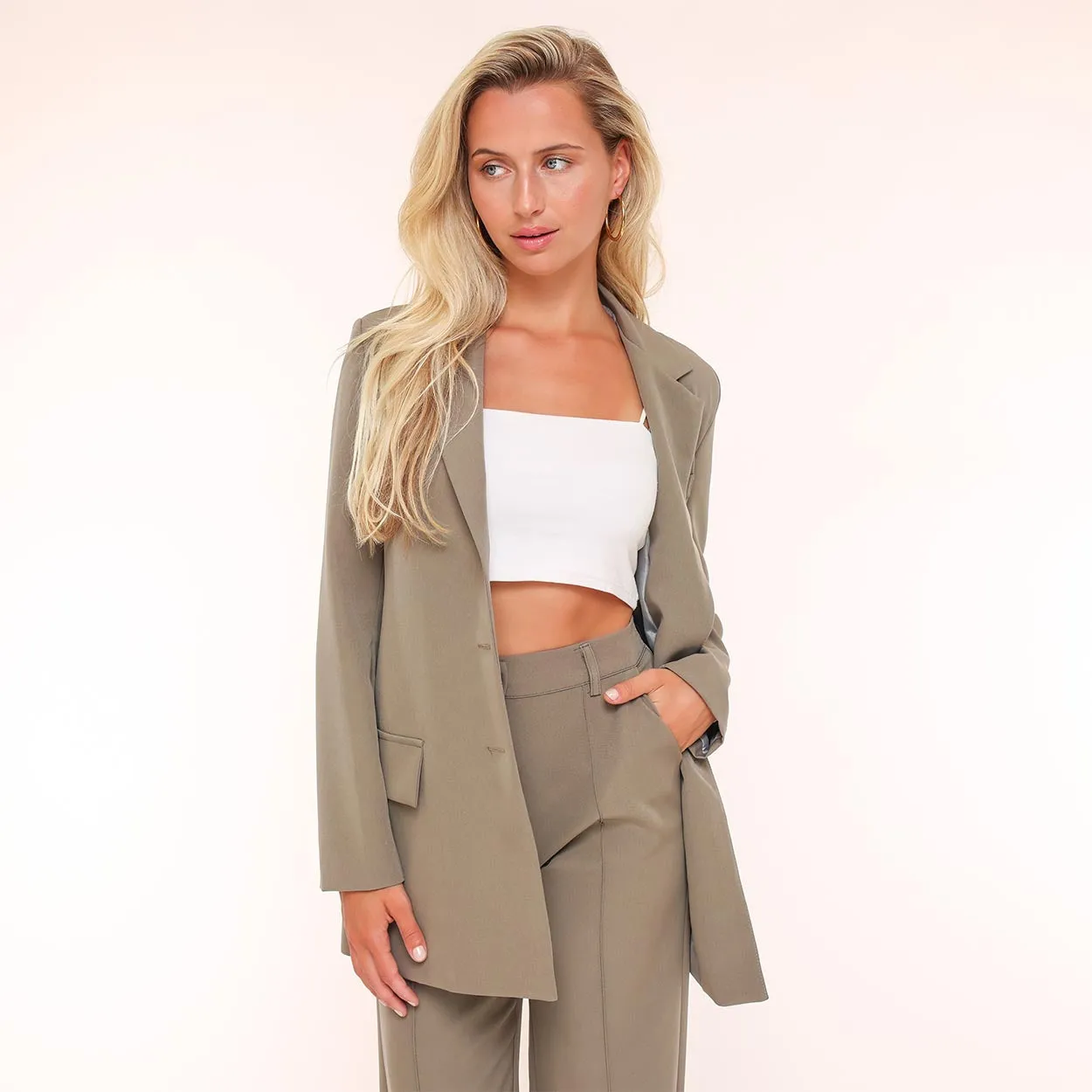 Lichte Army Groene Basic Rechte - Blazer