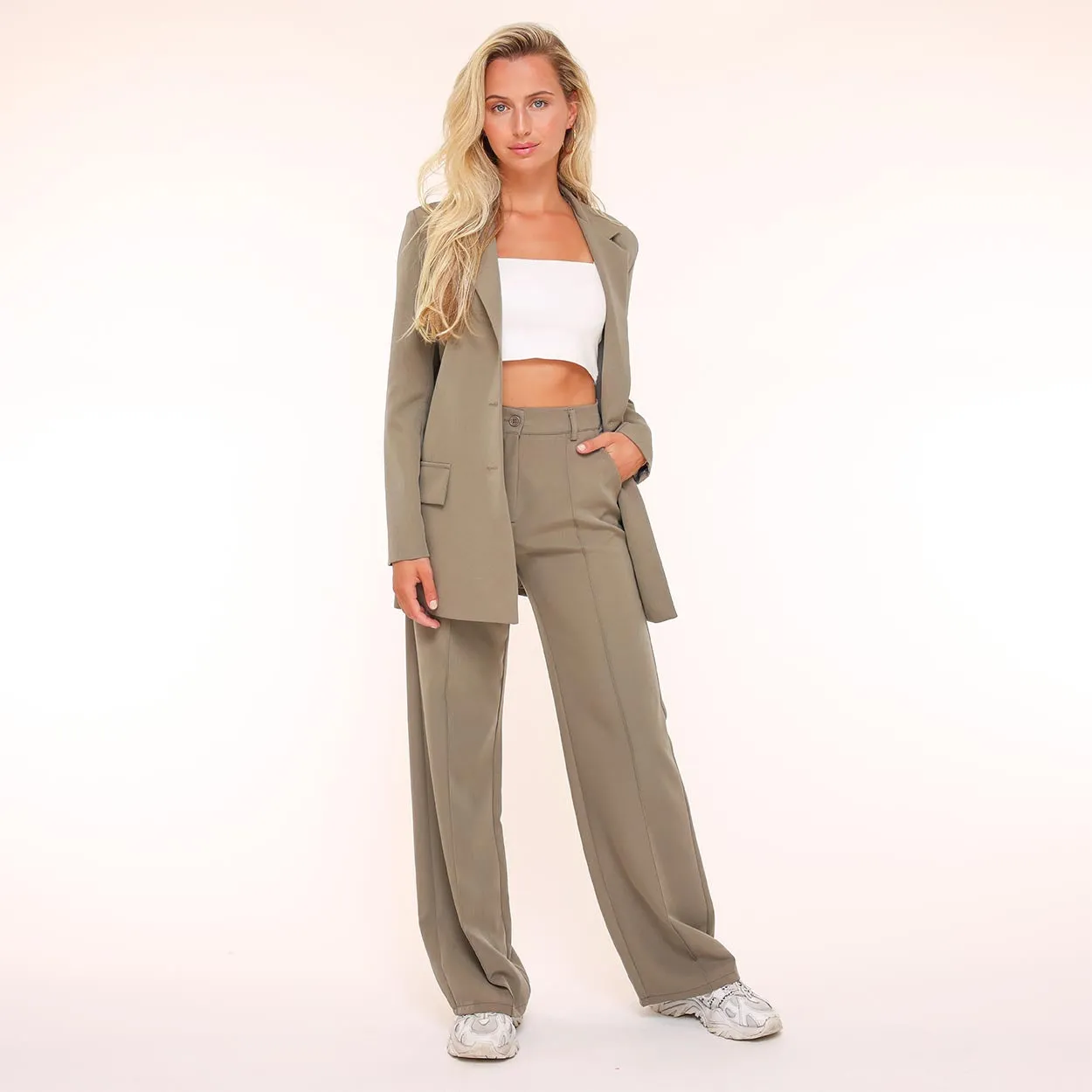 Lichte Army Groene Basic Rechte - Blazer