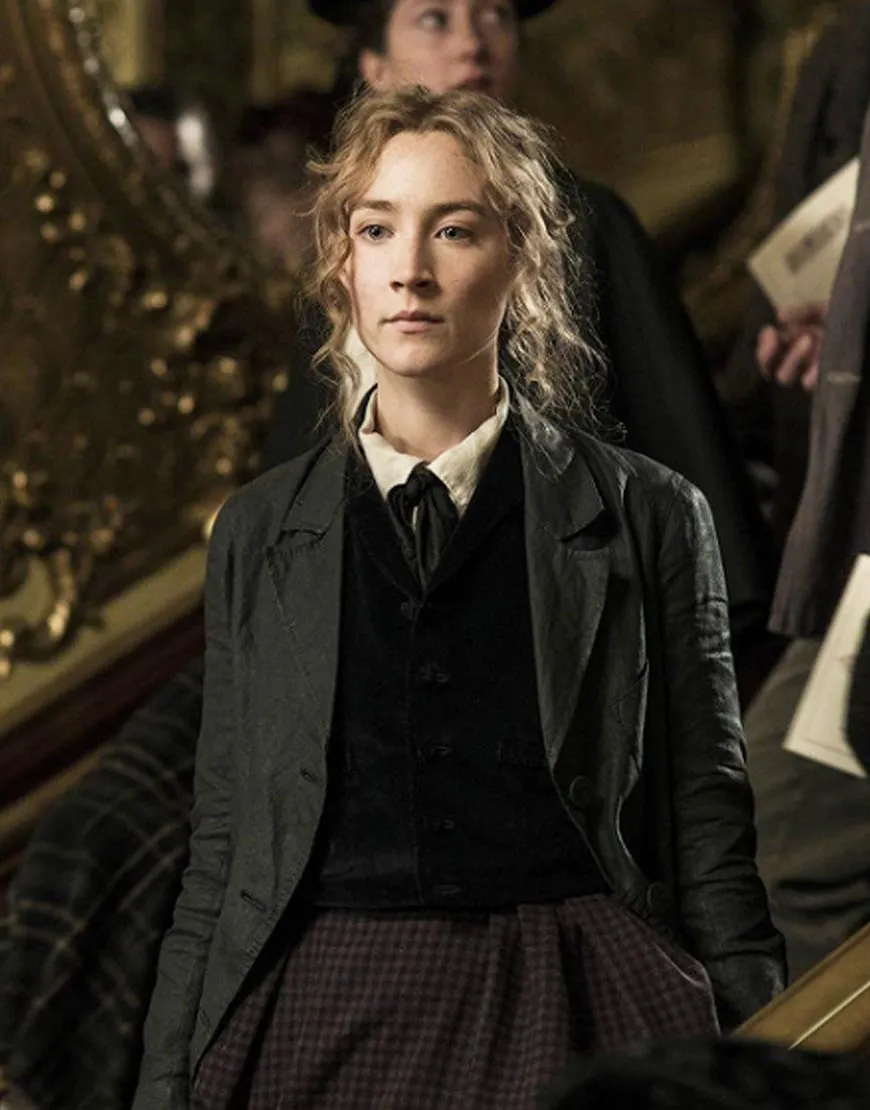 Little Women Jo March Black Coat | Saoirse Ronan Cotton Fleece Coat