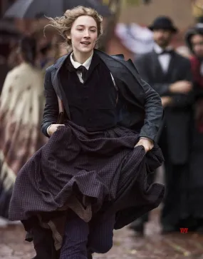 Little Women Jo March Black Coat | Saoirse Ronan Cotton Fleece Coat