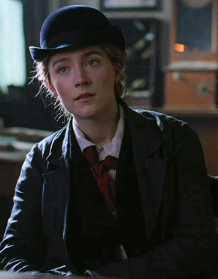 Little Women Jo March Black Coat | Saoirse Ronan Cotton Fleece Coat