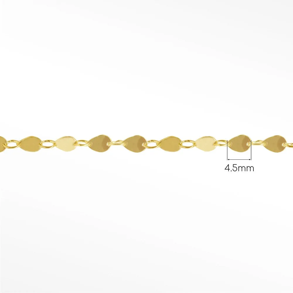 Mirror Drop Dainty 4.5mm 14k Gold Chain Designer Line for Permanent Jewelry Sold by the Inch